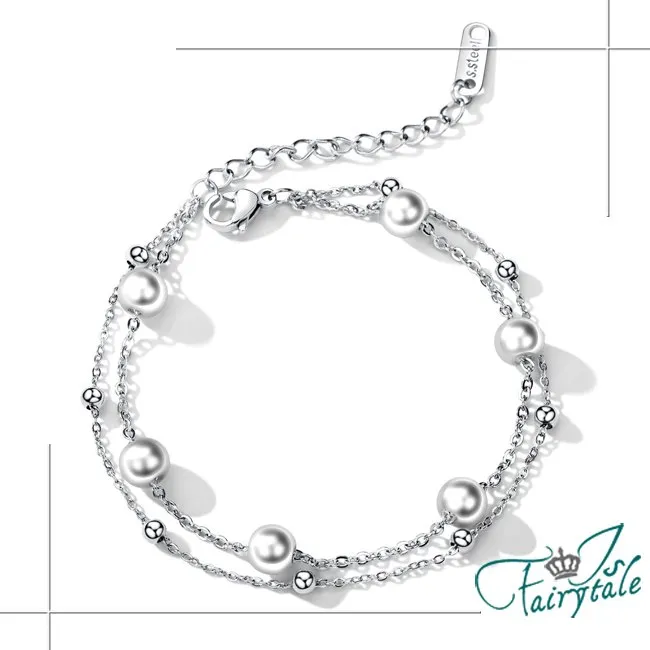 【伊飾童話】珍珠雨簾＊典雅鈦鋼白銀手鍊 歷史價格詳細信息