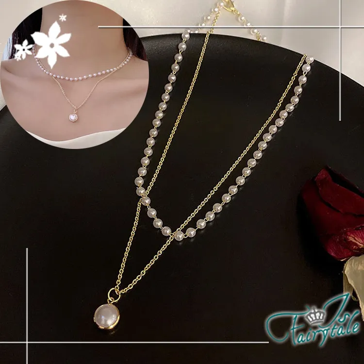 【伊飾童話】優雅白花＊垂墬珍珠長鍊 歷史價格詳細信息