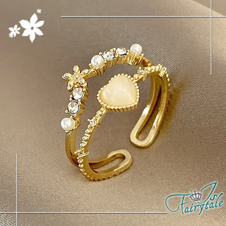 【伊飾童話】貓眼愛心＊海星水鑽彈性開口戒指/金 價格比較,價格查詢,歷史價格詳細信息