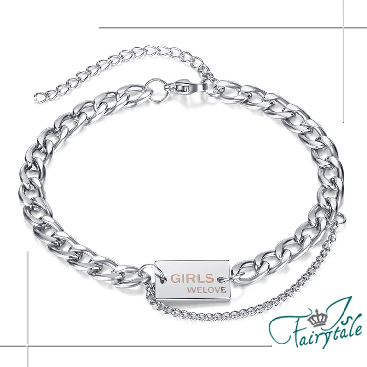 【伊飾童話】方塊晶鑽＊鈦鋼優雅雙層短頸項鍊/金 歷史價格詳細信息