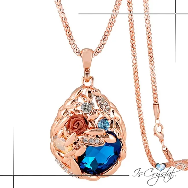 【伊飾晶漾】藍眼淚＊垂墜水晶鑽耳環/項鍊組 歷史價格詳細信息