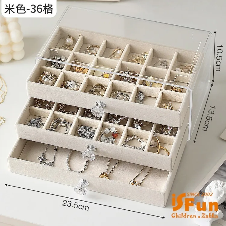 【iSFun】透明絨布＊金屬扣飾品首飾珠寶收納盒/顏色可選 歷史價格詳細信息