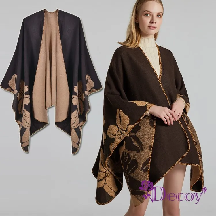 【Decoy】牡丹花葉＊仿羊絨保暖披肩圍巾 歷史價格詳細信息