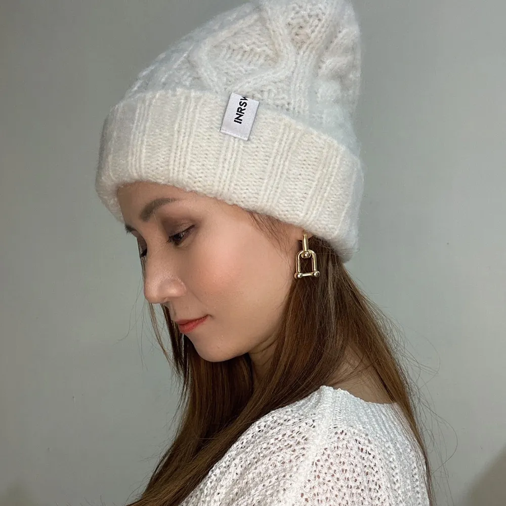 毛線帽【ISW】悉心界針織絞花尖頂帽-褐色 歷史價格詳細信息