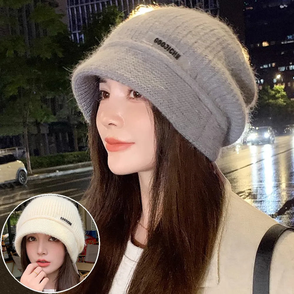 兔羊毛針織混紡貝雷帽子女韓版冬季新款奶芙芙白色軟妹針織蓓蕾帽 歷史價格詳細信息