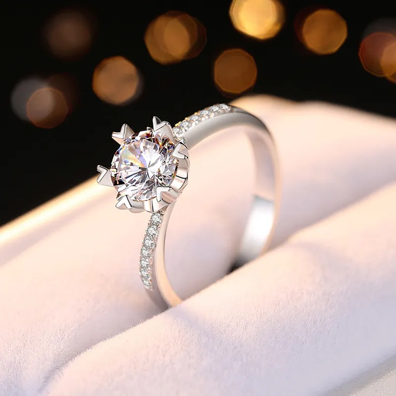 925純銀莫桑鑽戒指女銀戒指三克拉花朵玫瑰花戒子抖音快手跨-哈囉好物 歷史價格詳細信息