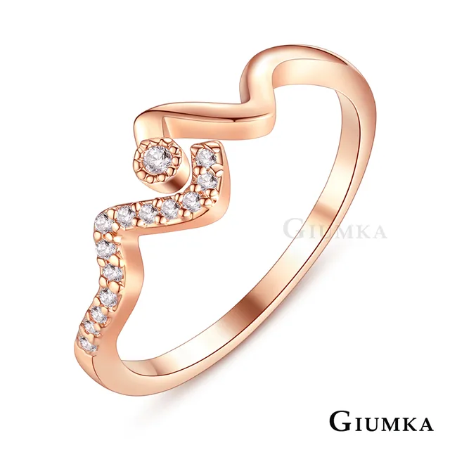GIUMKA 波浪造形戒指 精鍍正白K MR21023 歷史價格詳細信息
