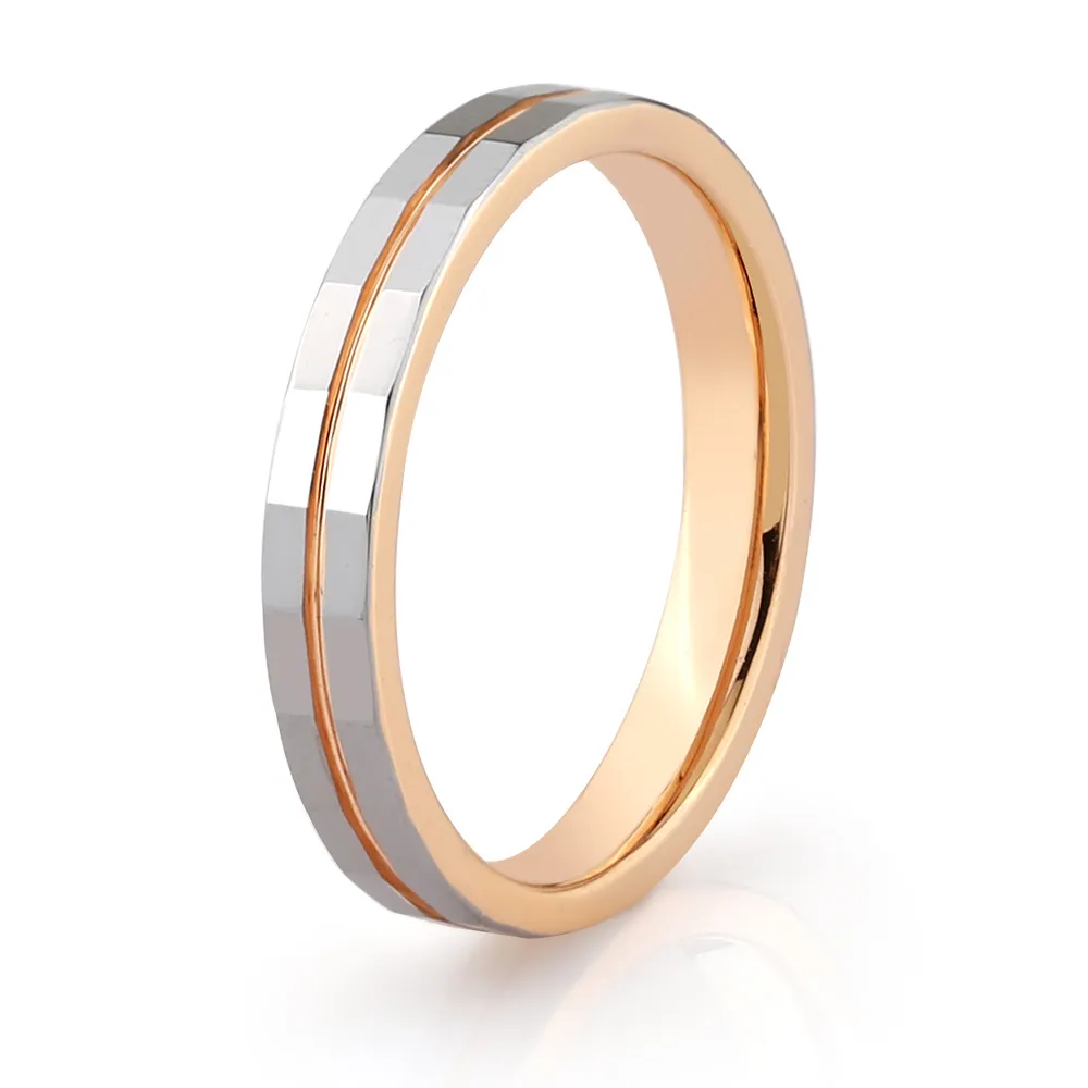 戒指奧特萊斯專柜撿漏鍍18玫瑰金滿天星鈦鋼情侶戒指男女素圈對戒 歷史價格詳細信息