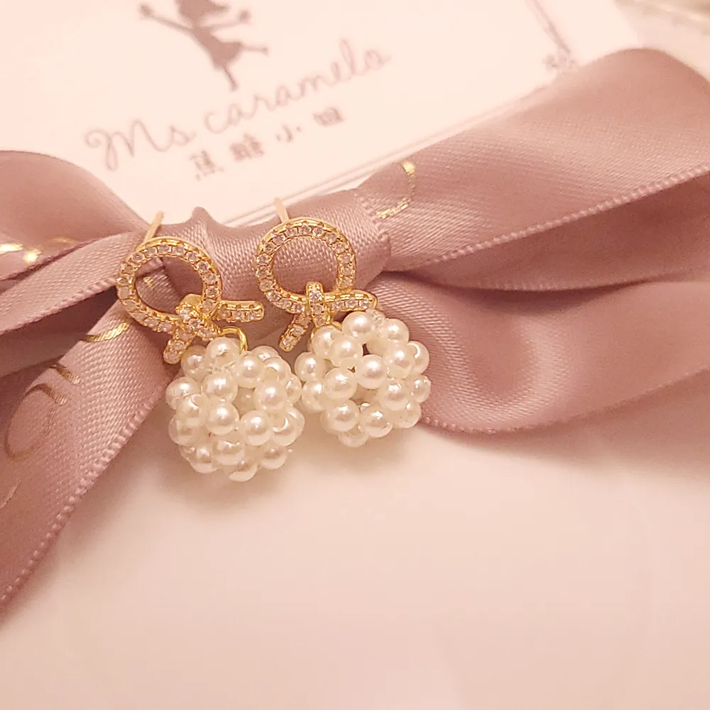 【焦糖小姐 Ms caramelo】925純銀 貝珠耳環 鋯石耳環 歷史價格詳細信息