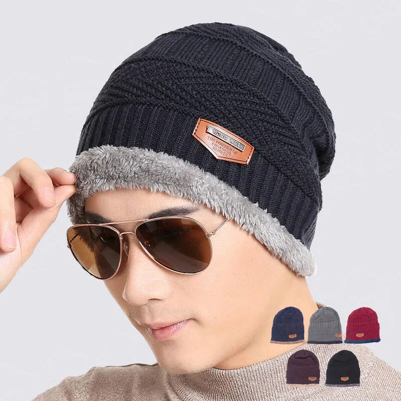 帽子男士冬季防風保暖毛線帽針織帽時尚潮新款騎車加厚加絨包頭帽 歷史價格詳細信息