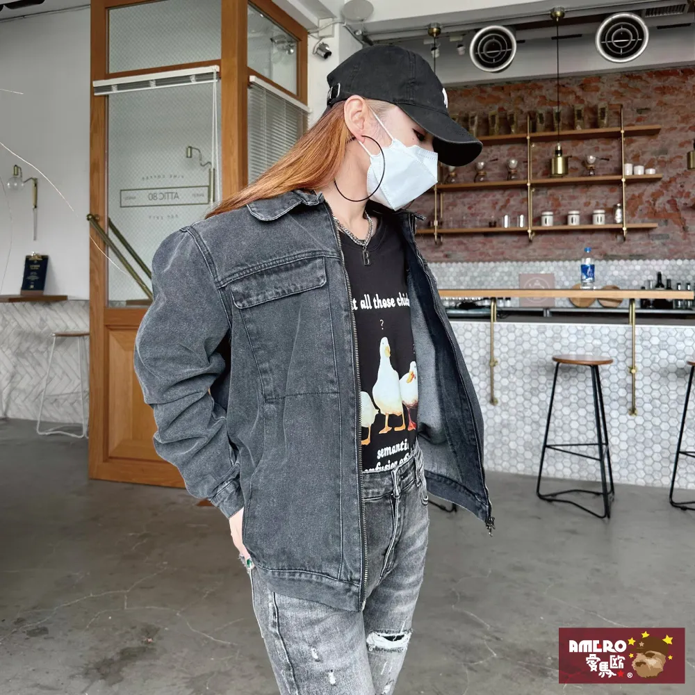 【AMERO】男女裝 休閒牛仔外套 高磅 復古 水洗 合身版型 騎士風 情侶款 歷史價格詳細信息