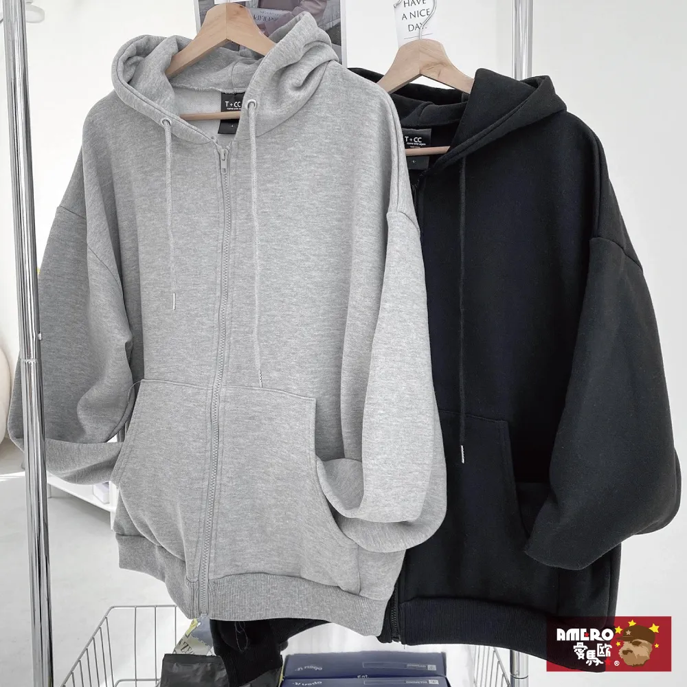 【AMERO】男裝 女裝 長袖刷毛連帽Ｔ恤 英文字刺繡 寬鬆 落肩 情侶裝 歷史價格詳細信息