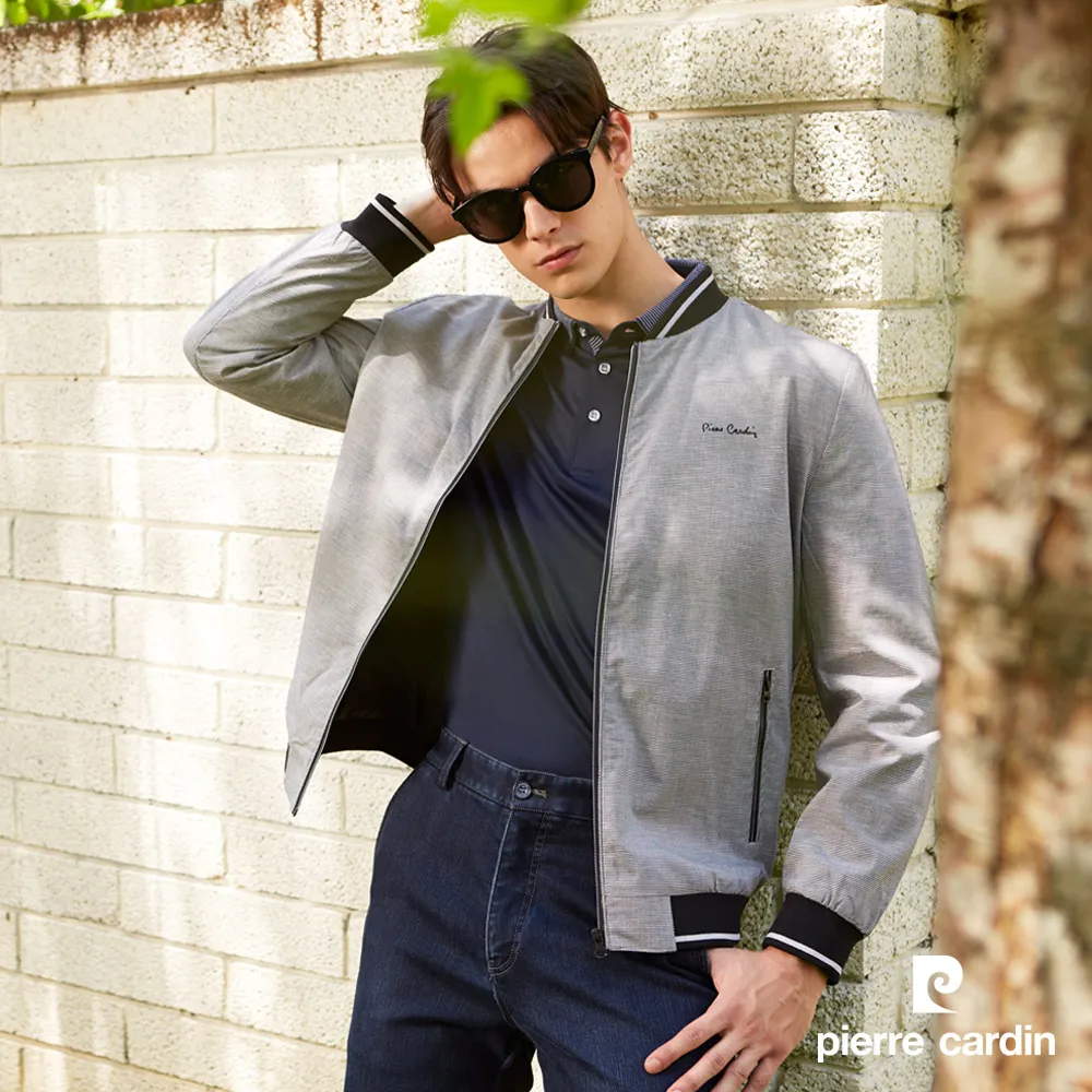 【pierre cardin 皮爾卡登】男裝 都會休閒立領暗格紋印花薄夾克外套-黑灰色 (5245662-98) 歷史價格詳細信息