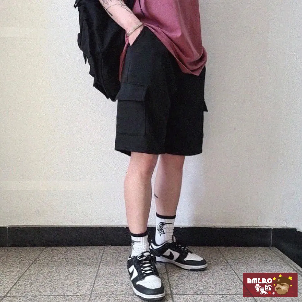 【AMERO】男女裝 工裝休閒短褲 彈力 硬挺 立體抽繩口袋造型 情侶款 歷史價格詳細信息