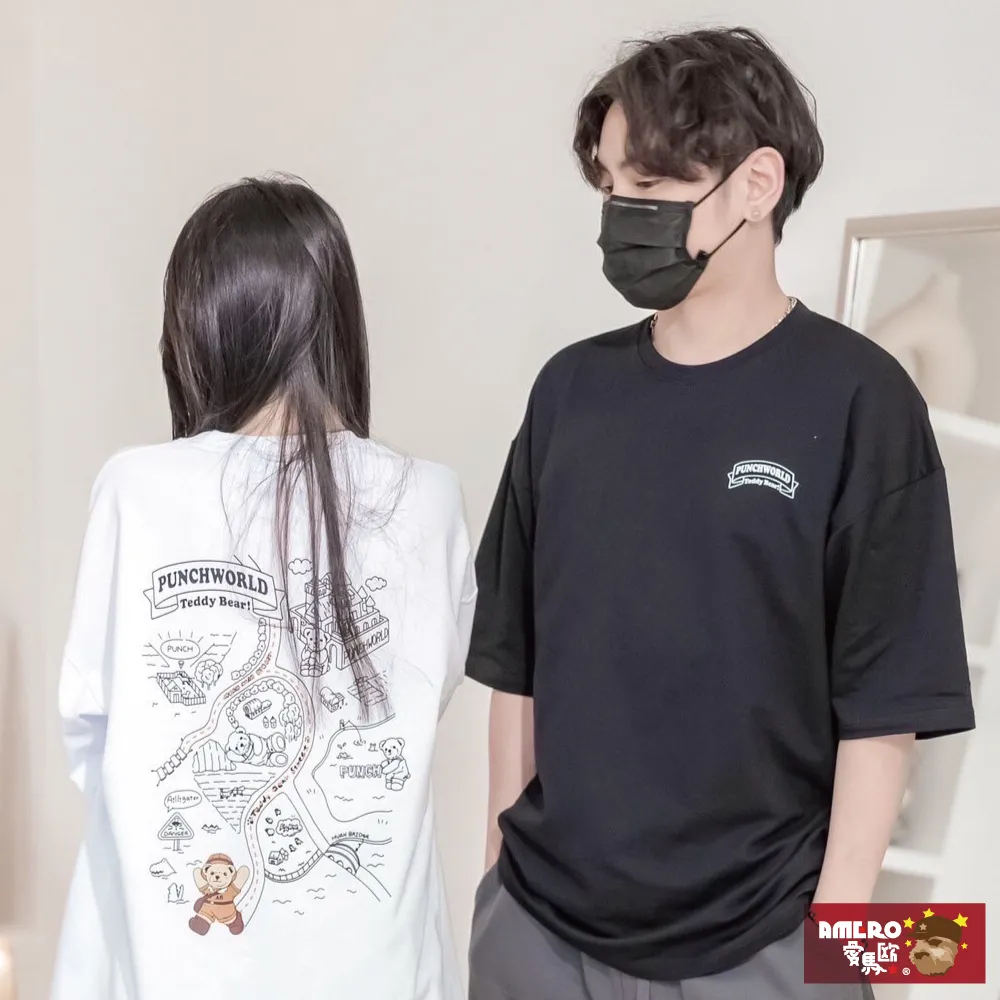 【AMERO】男裝 女裝 圓領 T恤 露營風格印花 寬鬆 落肩 情侶裝 歷史價格詳細信息
