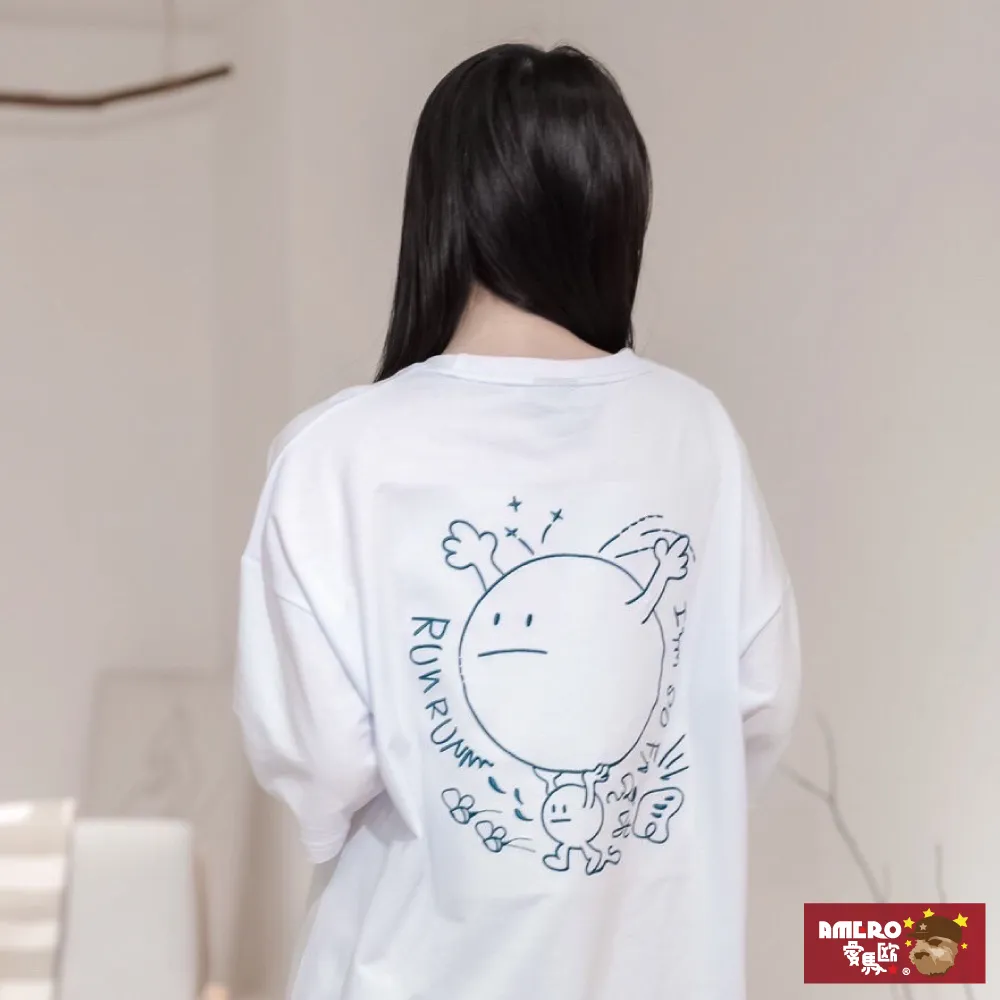 【AMERO】男裝 女裝 圓領 T恤 電繡隨身聽人物印花 寬鬆 落肩 情侶裝 歷史價格詳細信息