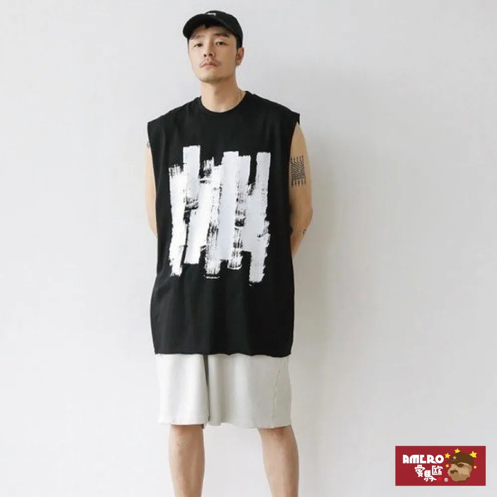【AMERO】男裝 女裝 圓領 寬肩背心 無袖 衝浪風格印花 寬鬆 情侶裝 歷史價格詳細信息