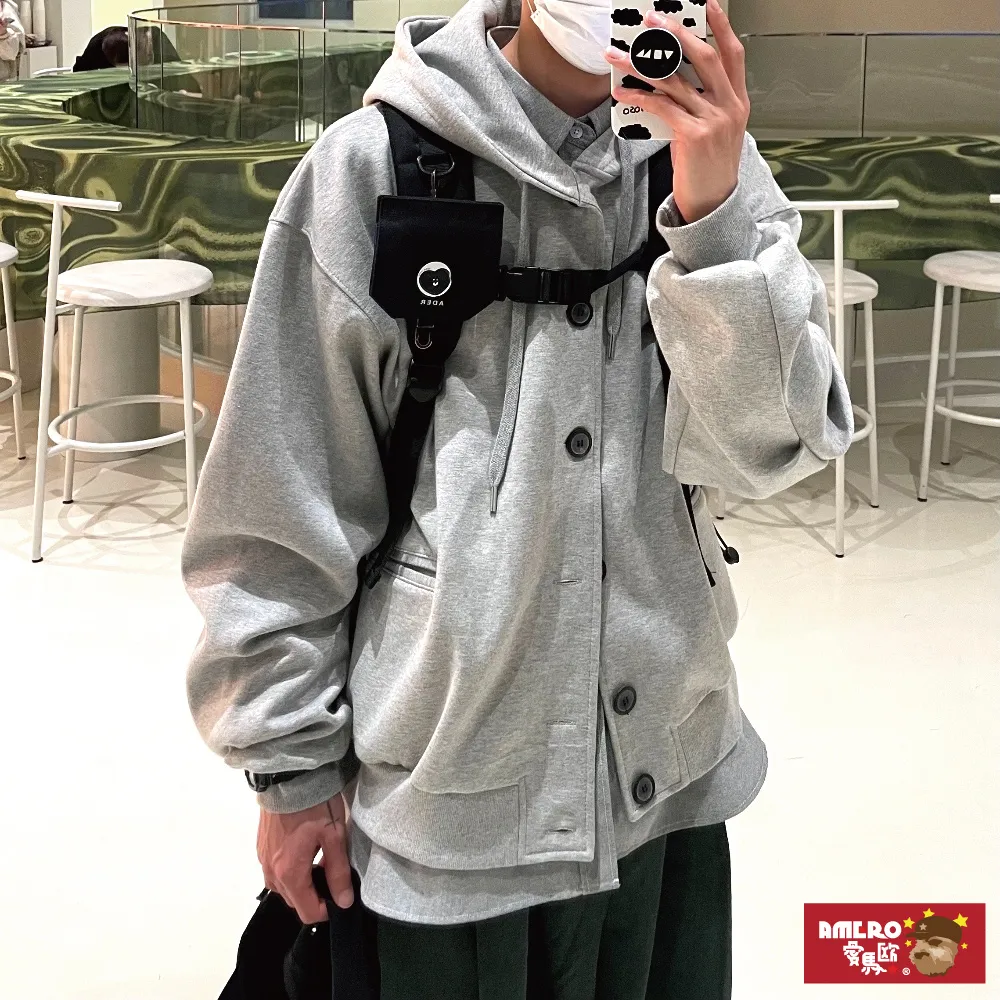 【AMERO】男裝 女裝 長袖刷毛連帽Ｔ恤 英文字刺繡 寬鬆 落肩 情侶裝 歷史價格詳細信息