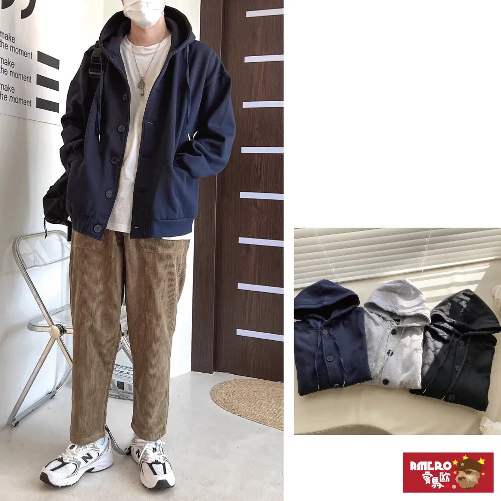 【AMERO】男裝 女裝 長袖刷毛連帽Ｔ恤 英文字刺繡 寬鬆 落肩 情侶裝 歷史價格詳細信息