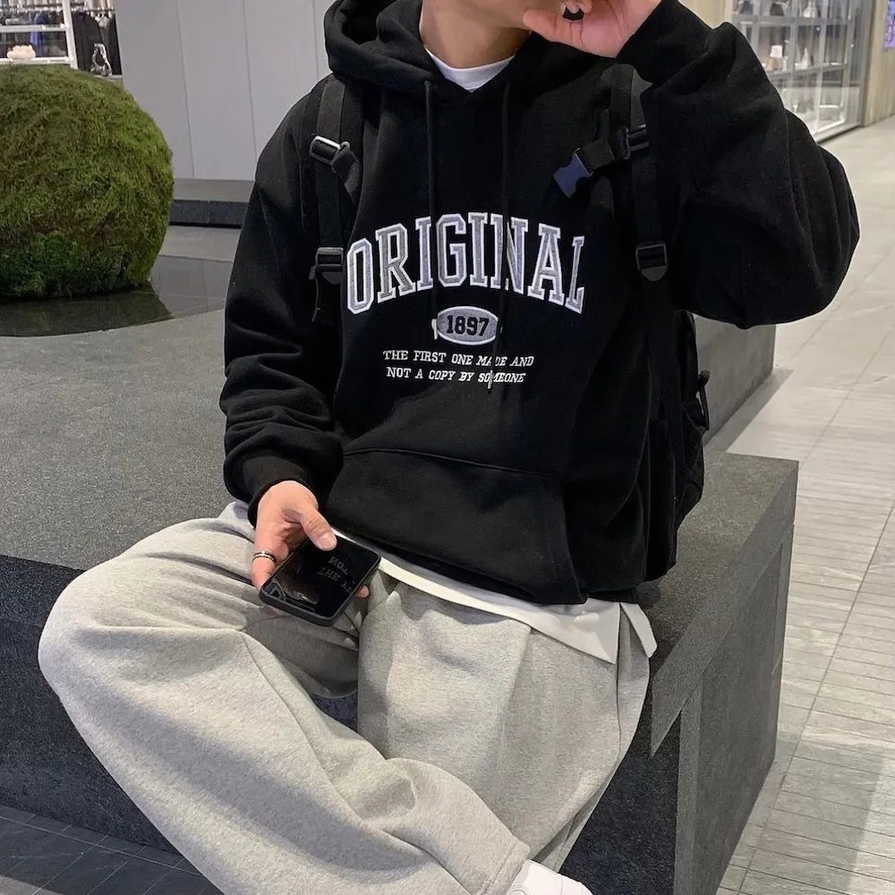 【AMERO】男裝 女裝 長袖刷毛連帽Ｔ恤 英文字刺繡 寬鬆 落肩 情侶裝 歷史價格詳細信息