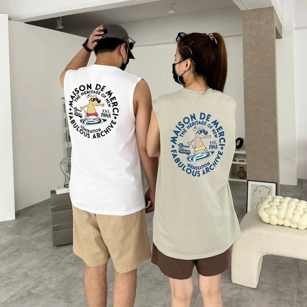 【AMERO】男裝 女裝 圓領 寬肩背心 無袖 衝浪風格印花 寬鬆 情侶裝 歷史價格詳細信息