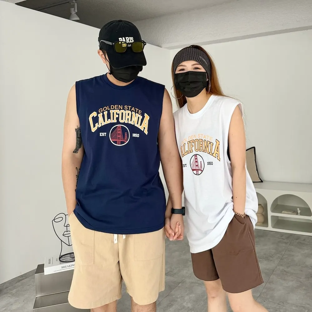 【AMERO】男裝 女裝 圓領 寬肩背心 無袖 衝浪風格印花 寬鬆 情侶裝 歷史價格詳細信息