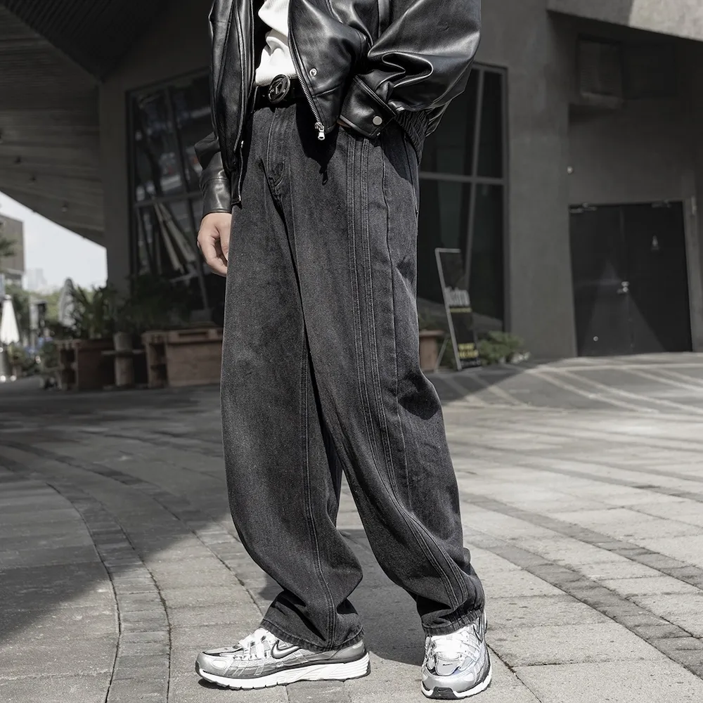 【AMERO】男裝 女裝 水洗漸層 工裝牛仔褲 鬆緊褲頭 情侶裝 歷史價格詳細信息