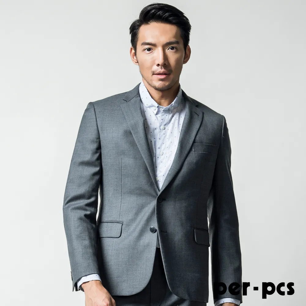 【per-pcs】合身細緻素色合身西裝_灰色(817309) 歷史價格詳細信息