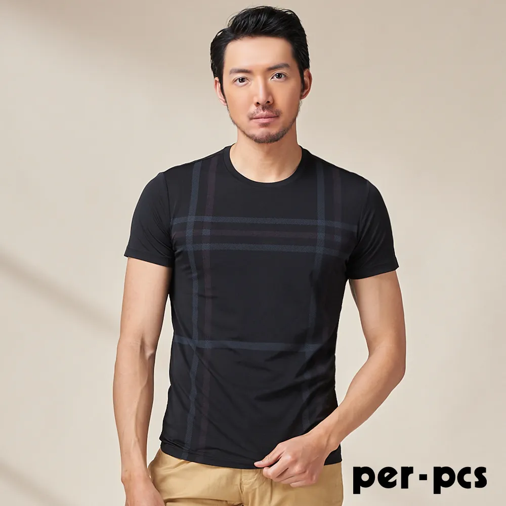 【per-pcs】輕奢俐落格紋合身西褲_藍黑(721103) 歷史價格詳細信息