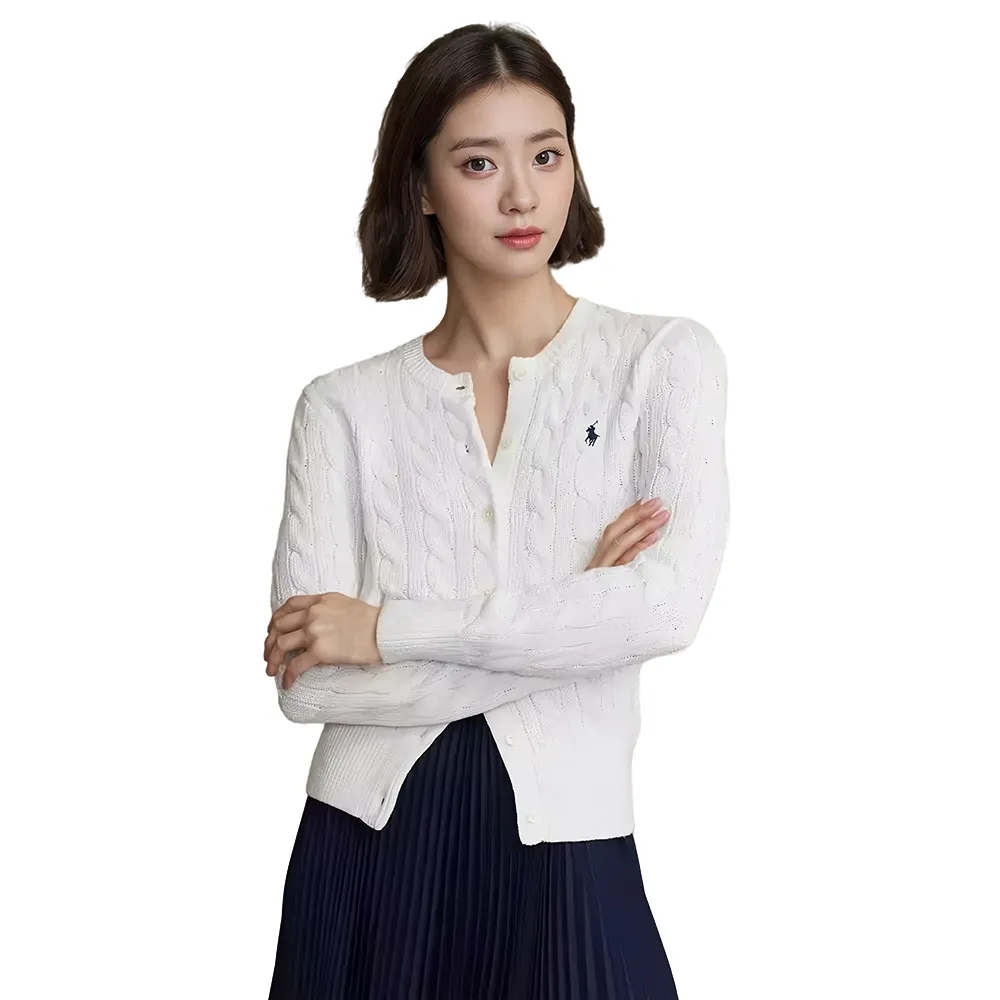 Polo Ralph Lauren RL 熱銷圓領刺繡小馬純棉麻花針織毛衣-燕麥色 歷史價格詳細信息