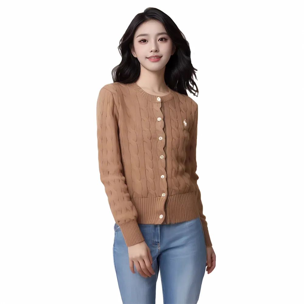 Polo Ralph Lauren RL 熱銷圓領刺繡小馬純棉麻花針織毛衣-燕麥色 歷史價格詳細信息