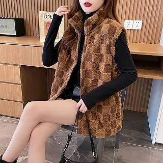 毛衣背心 棋盤格毛衣馬甲男 春秋款慵懶v領內搭無袖毛衣馬甲 ins潮寬鬆情侶針織線衣 寬鬆毛衣 歷史價格詳細信息