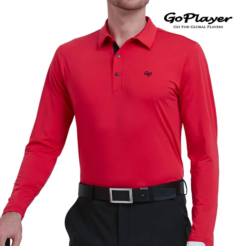 【GoPlayer】男彈性快乾長袖上衣-藏青.紅(高爾夫短袖T恤球衫 Polo運動排汗速乾Golf球衣) 歷史價格詳細信息