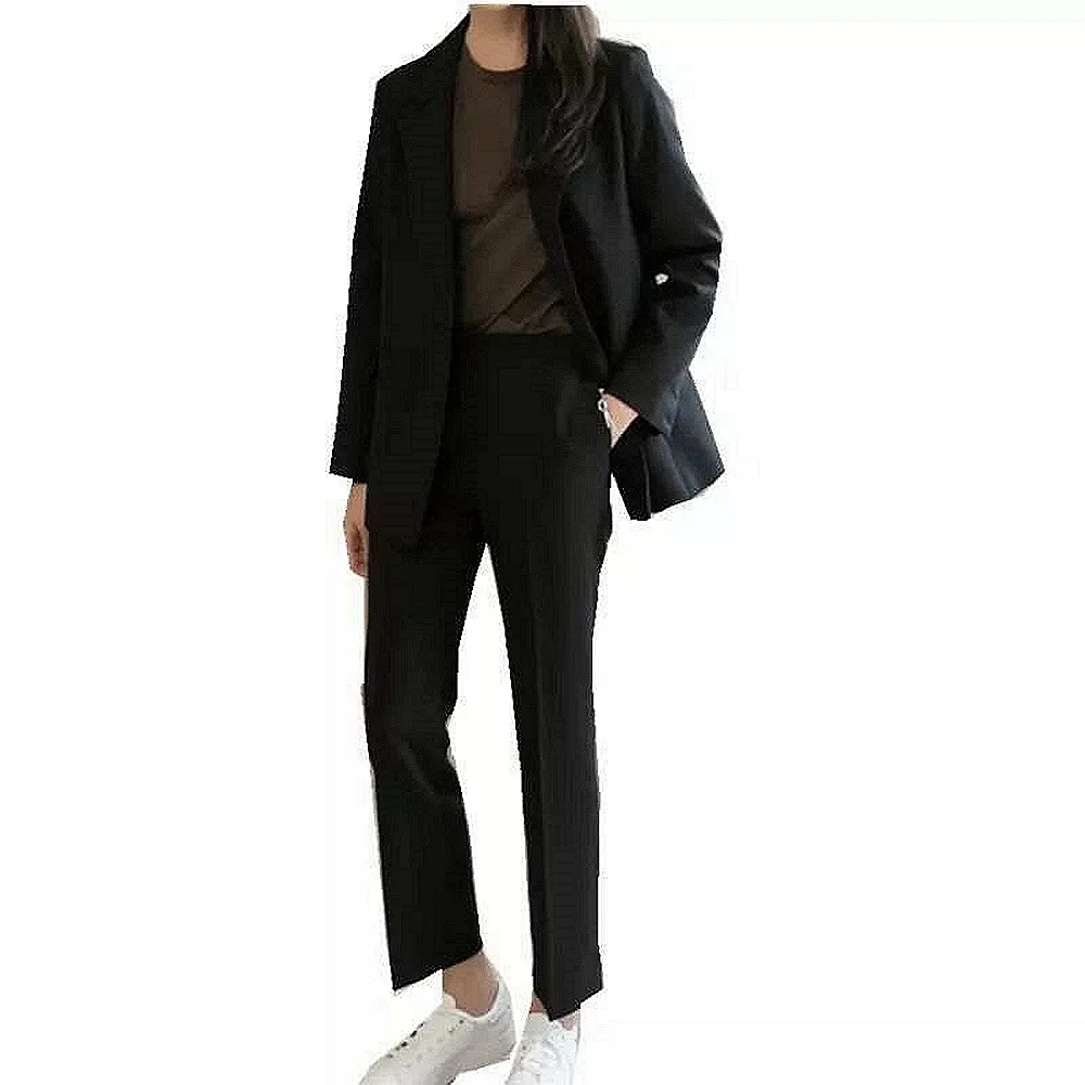黑色西裝套裝女春秋闊腿褲職業裝通勤上班正裝氣質女神范休閑西服 歷史價格詳細信息