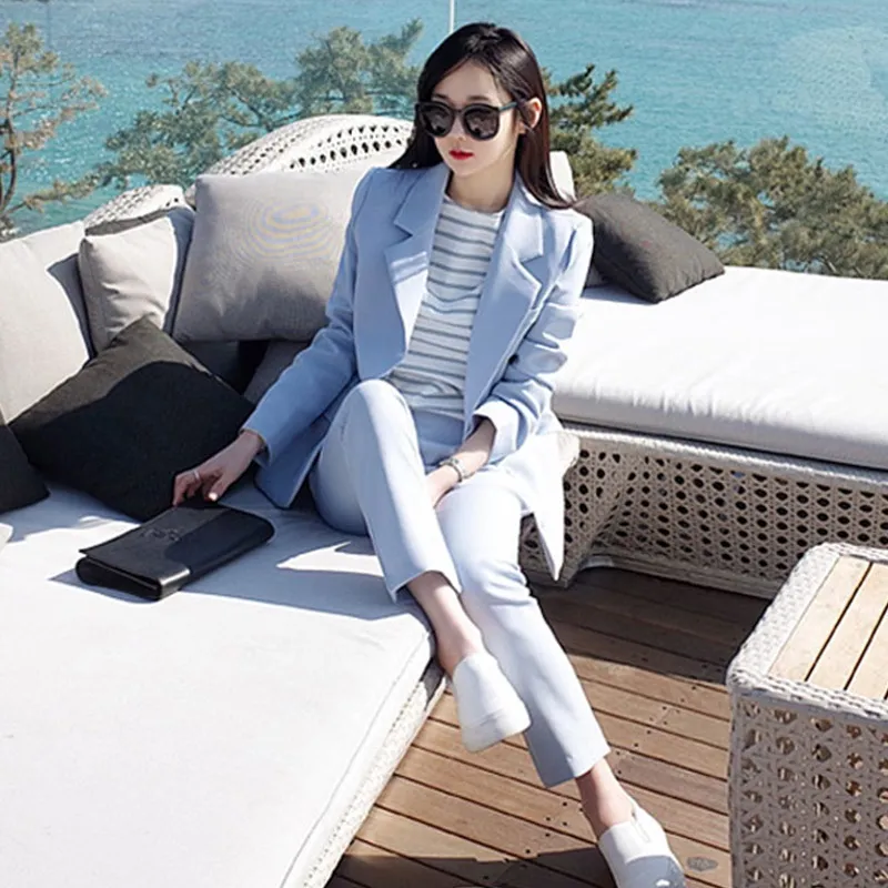 女西裝外套九分褲兩件套-春夏經典純色韓版女套裝2色73xs32【巴黎精品】 歷史價格詳細信息