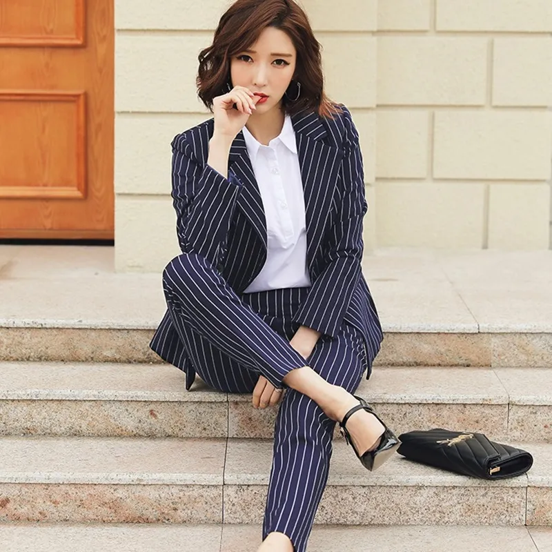 條紋西裝套裝女春夏新款時尚炸街氣質女神範名媛職業裝套裙工作服 歷史價格詳細信息