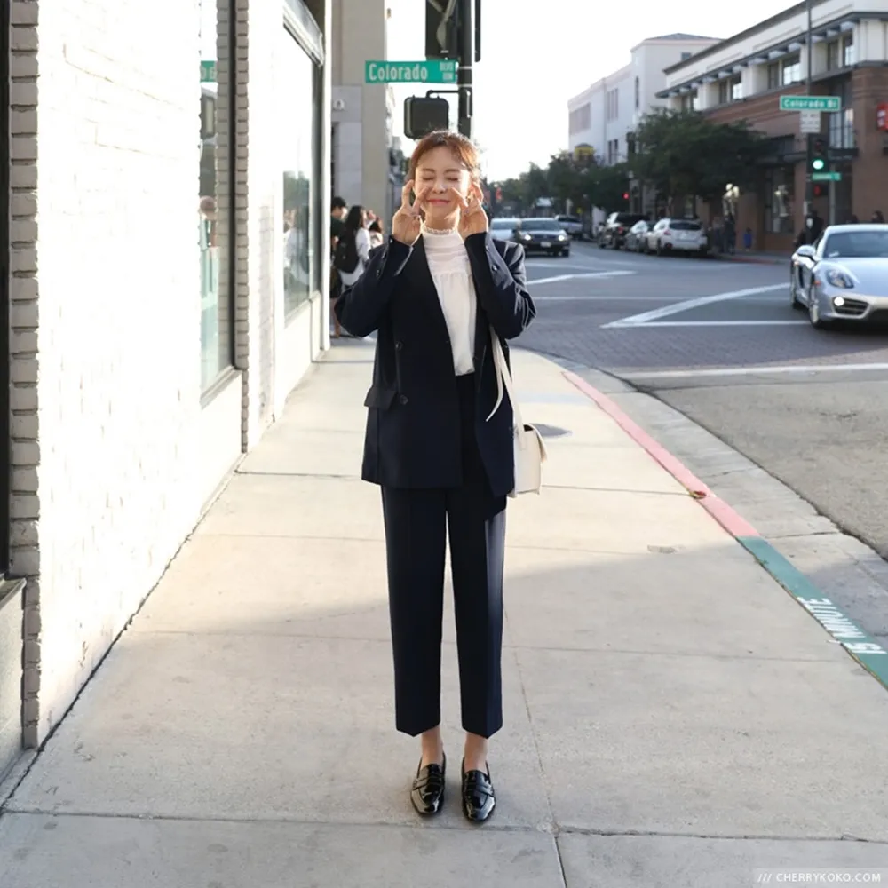 女西裝外套九分褲兩件套-春夏經典純色韓版女套裝2色73xs32【巴黎精品】 歷史價格詳細信息