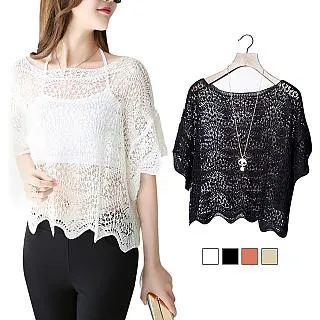 蝙蝠袖罩衫 蕾絲 外套-鏤空繡花寬鬆短款女裝3色74ab45[獨家進口][米蘭精品] 歷史價格詳細信息