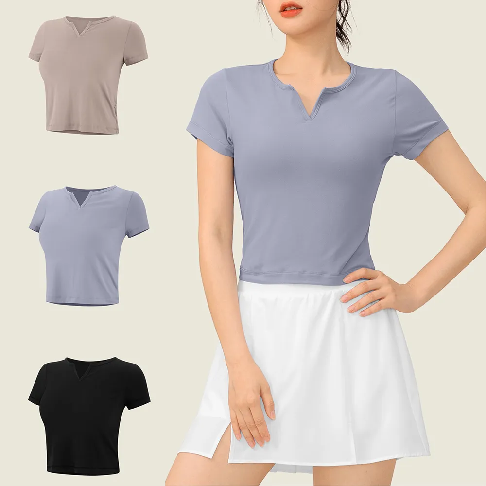 VfU瑜伽服上衣女夏季薄款速乾普拉提訓練健身短袖跑步運動T恤顯瘦 歷史價格詳細信息