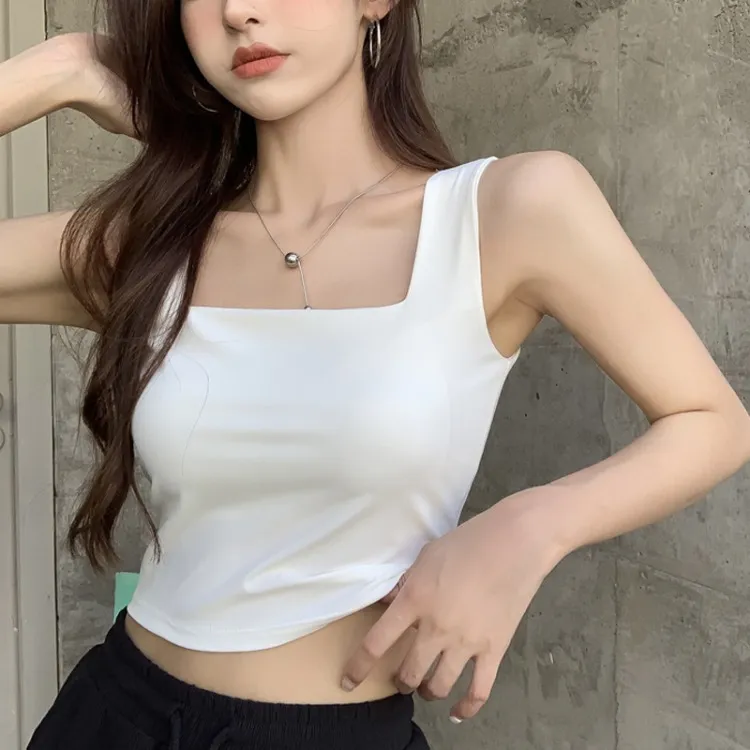 小可愛 遮副乳寬肩吊帶背心 韓國U領低胸性感大碼T恤 夏季女生防走光新款螺紋棉質修身顯瘦百搭打底衫正韓上衣 辣妹內搭無袖 歷史價格詳細信息