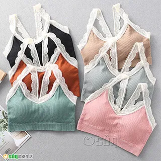 【Osun】蕾絲小可愛背心韓版莫代爾無鋼圈內衣雙肩中版2入附胸墊(黑/白#T3061/CE-176) 歷史價格詳細信息