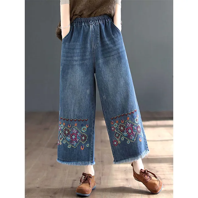 【韓國K.W.】KD3160現貨天真模樣丹寧牛仔刺繡褲(直筒褲/寬褲/哈倫褲) 歷史價格詳細信息