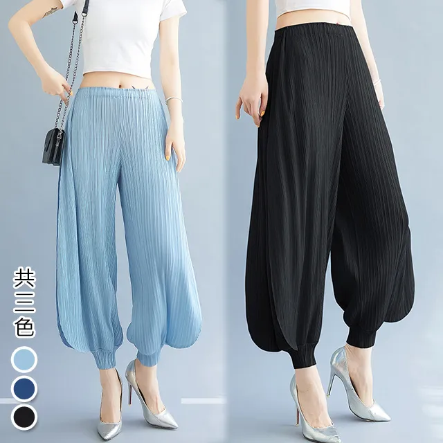 【韓國K.W.-歐美】KSD2859挑逗情人壓褶風格褲子(設計師款 褶衣 雪紡 亞麻 小香風) 歷史價格詳細信息