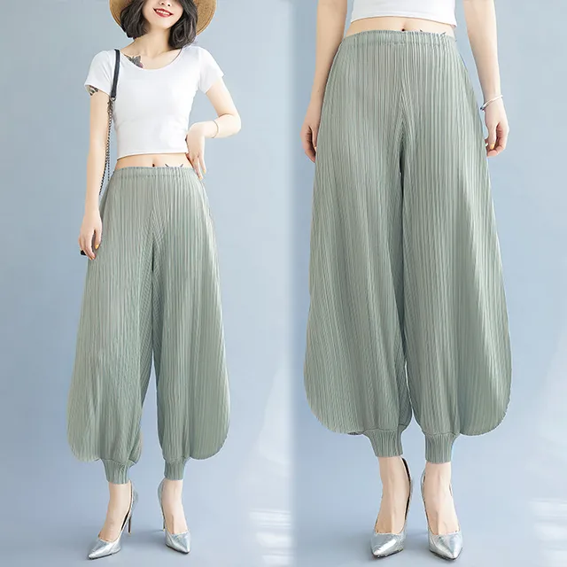 【韓國K.W.-歐美】KSD2859挑逗情人壓褶風格褲子(設計師款 褶衣 雪紡 亞麻 小香風) 歷史價格詳細信息