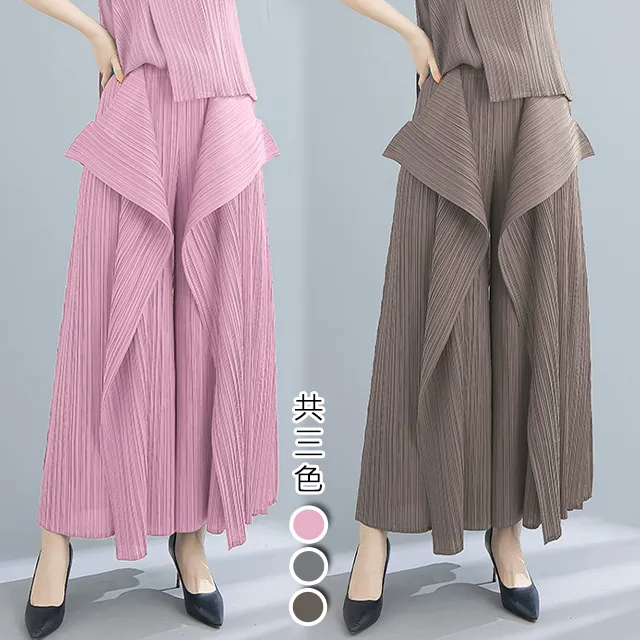 【韓國K.W.-歐美】KSD2863星熠曼妙壓褶風格褲子(設計師款 褶衣 雪紡 亞麻 小香風) 歷史價格詳細信息