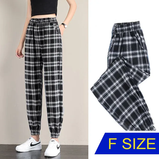 【韓國K.W.】KD2979休閒居家英倫格紋修飾臀圍褲(棉麻褲/寬褲/女褲/長褲/九分褲) 歷史價格詳細信息