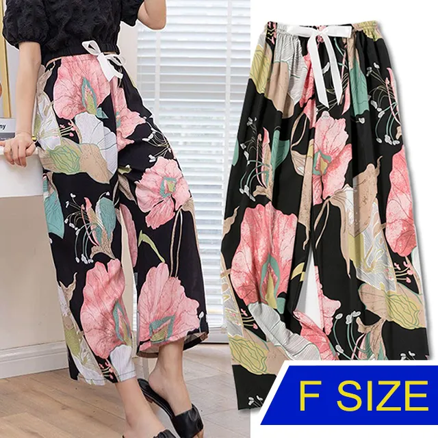 【韓國K.W.】KD2913舒活步調進口棉稠花花女褲(涼感/寬褲/女褲/長褲/九分褲) 歷史價格詳細信息