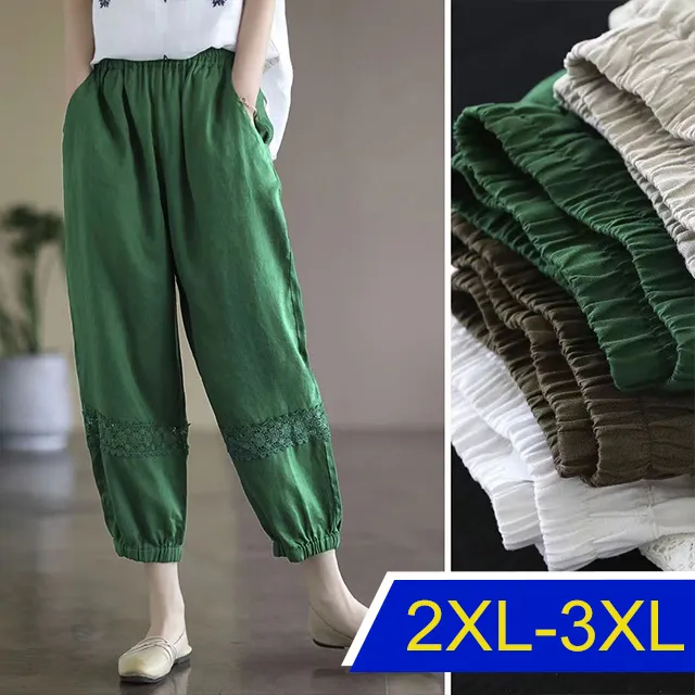 【韓國K.W.】KD3064現貨棉麻舒適羽毛圖騰收口褲(韓國K.W./休閒褲/裙子/寬褲) 歷史價格詳細信息