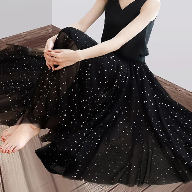 韓國 網紗半身裙 長裙 不規則裙襬  蛋糕裙 鬆緊腰 白色 杏色 灰色 藍色 姊妹 閨蜜 外拍 2020春 歷史價格詳細信息