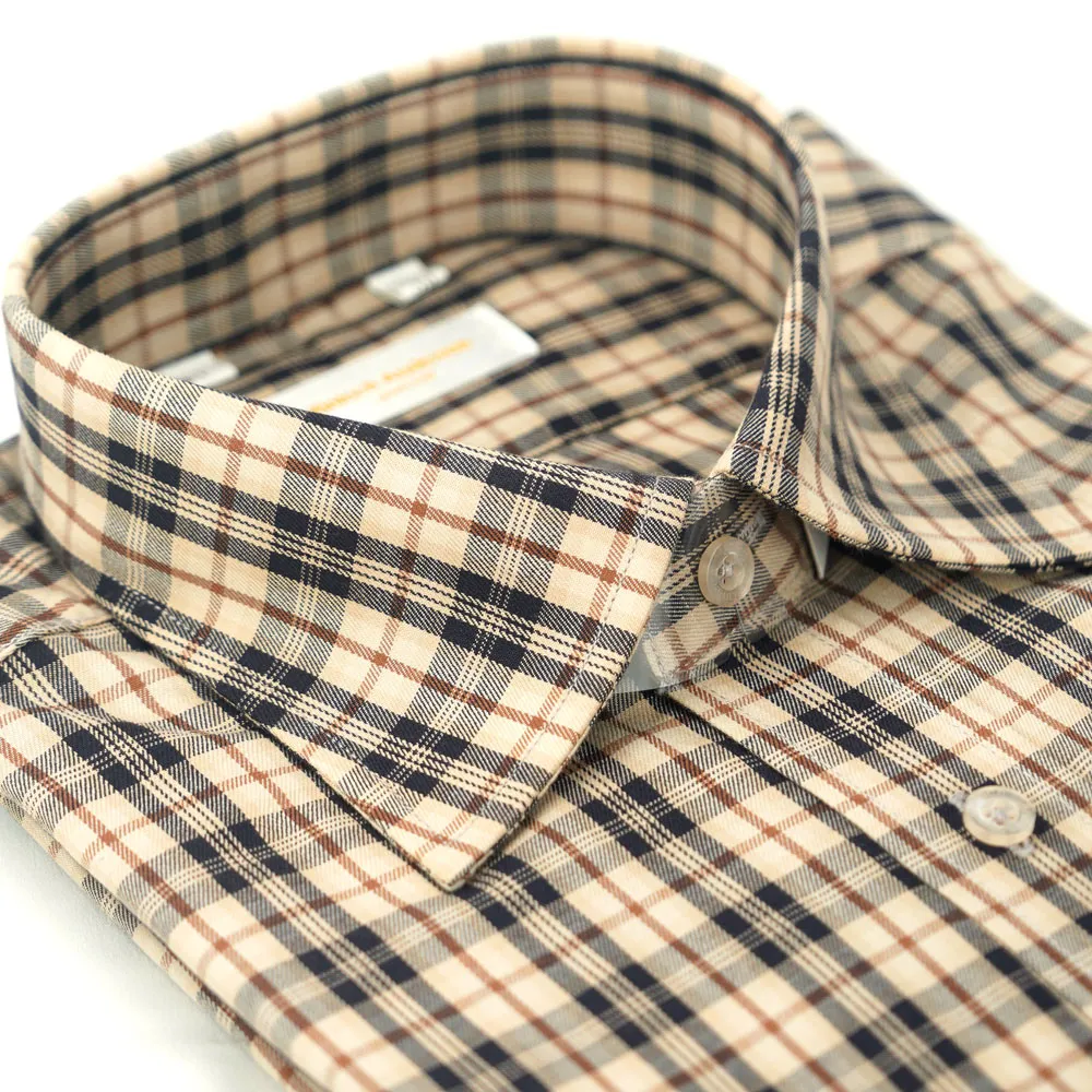 【金安德森】咖啡色經典小格紋短袖襯衫 歷史價格詳細信息